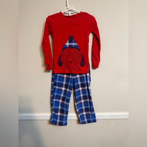 Carter's | 2 Piece Red and Blue Pajama Set Fleece Pants and Cotton Shirt | 3T - Picture 1 of 6